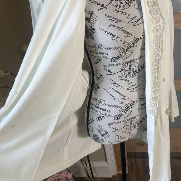 Vintage Gemini Nites Evening Blazer Women Ivory Bling Glittery - Picture 5 of 8